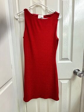Reformation Red Nataly Knit Dress Sparkle